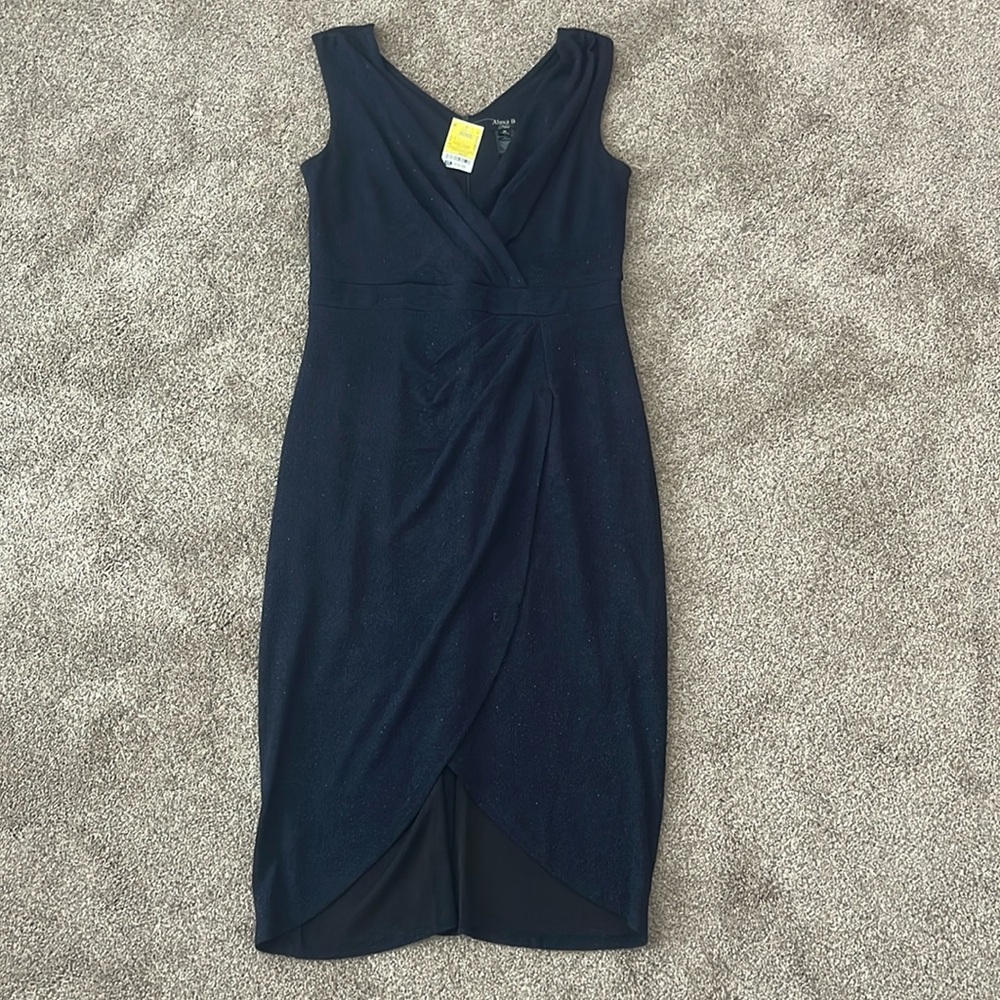Womens Blue Sparkly Front Knot Sleeveless Dress Size 14